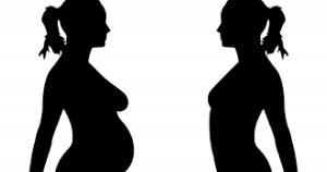 ilustração corpo grávido e não grávido